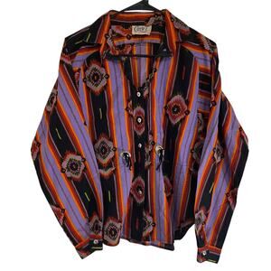Circle T by Marilyn Lenox Long Sleeve Western Button Up Shirt Multi Womens Sz M